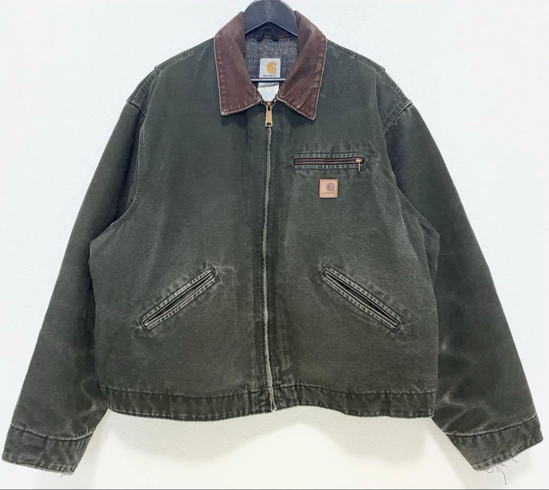 レア Carhartt デトロイトジャケットモスグリーン 2XL J97 Carhartt(カーハート) / デトロイトジャケット/モズグリーン