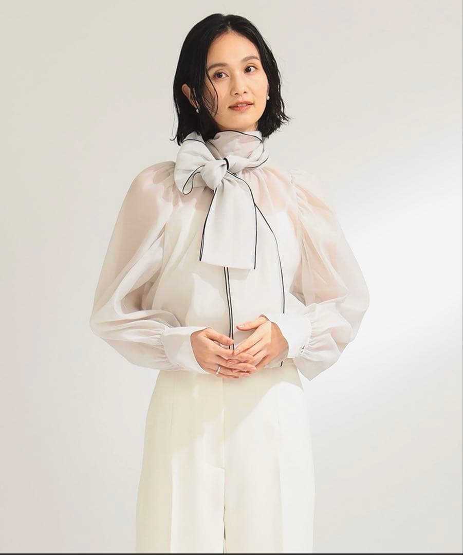 サムライク！【美品】ビームス　オーガンジー リボンブラウス　セレモニー