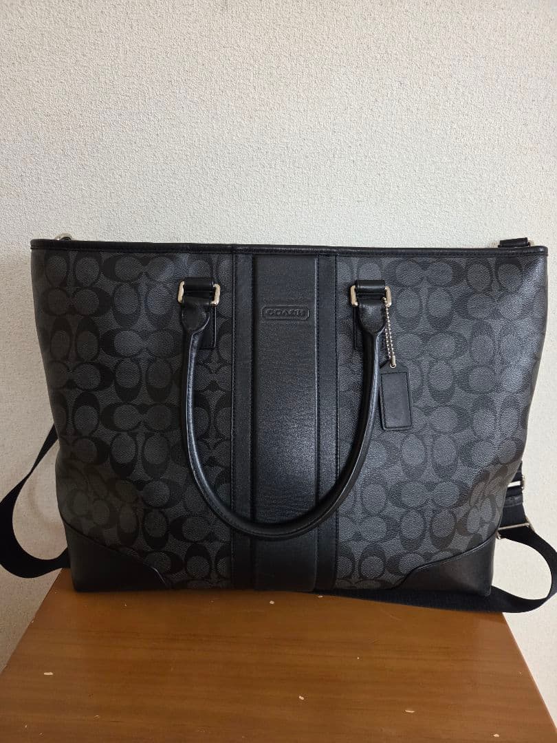 【極美品】COACH トートバッグ シグネチャー ブラック 2WAY 大容量