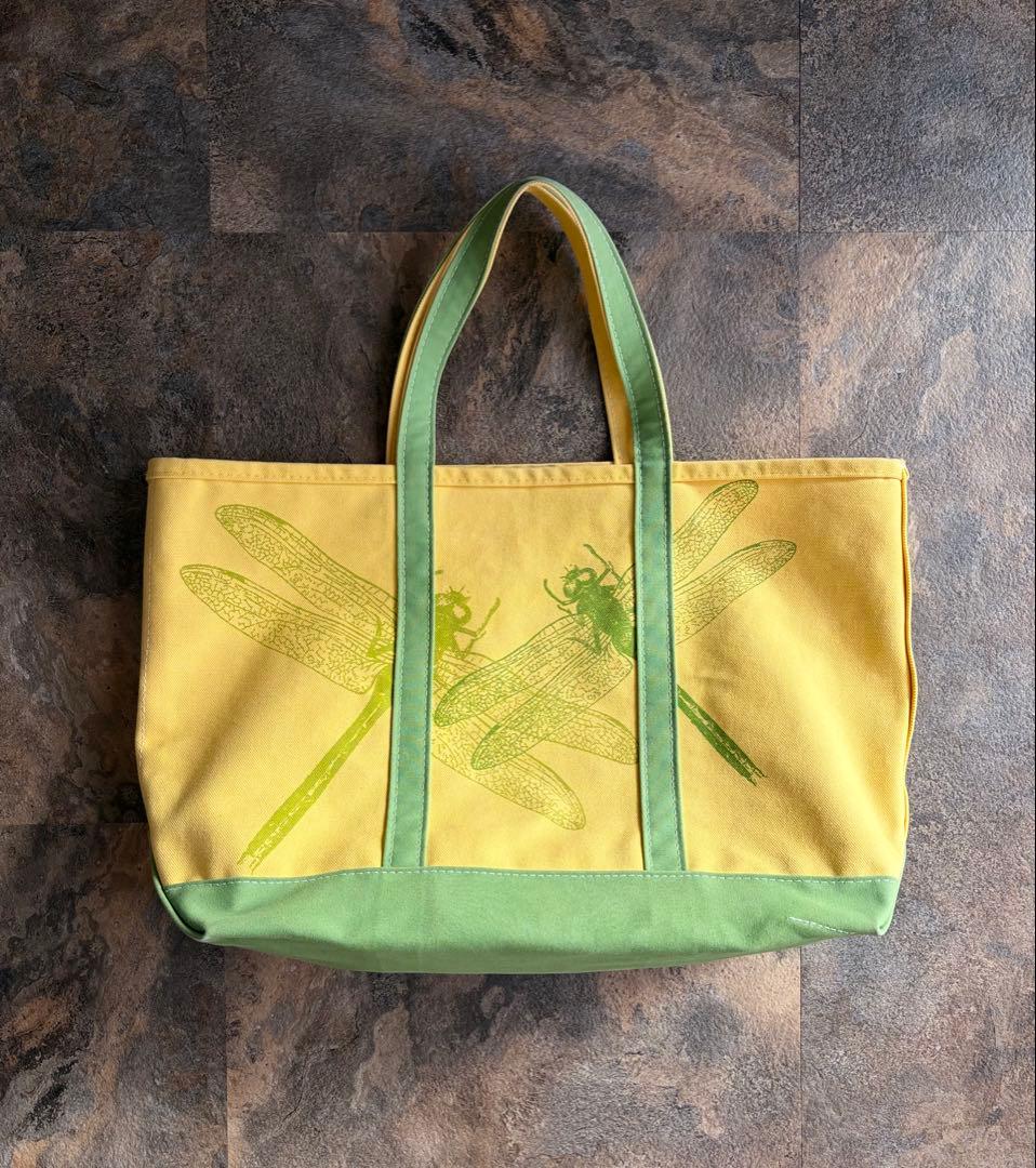 90-00s L.L.bean プリント トートバック トンボ柄 希少カラー L
