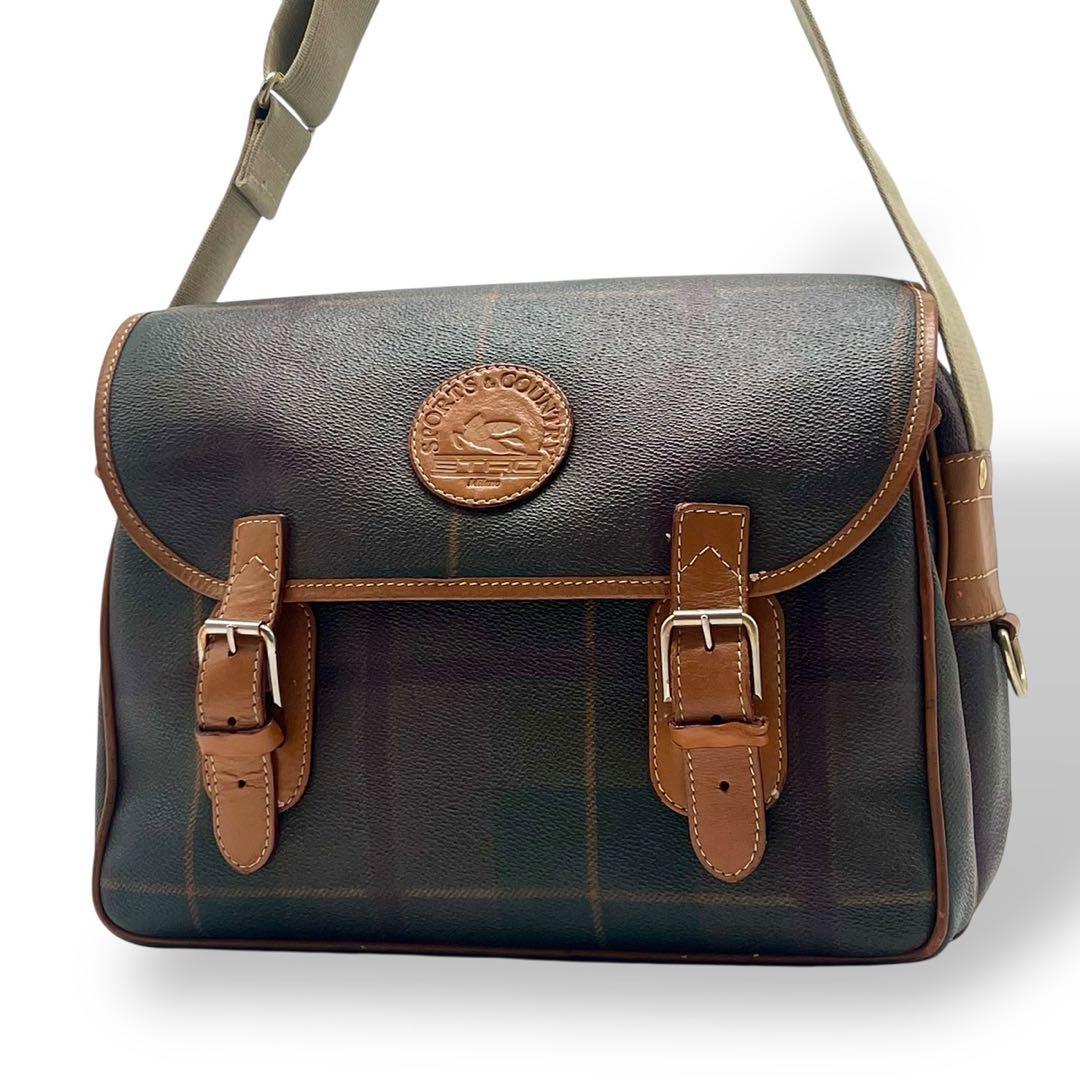 レア エトロ ショルダーバッグ スポーツカントリー ライン メッセンジャー