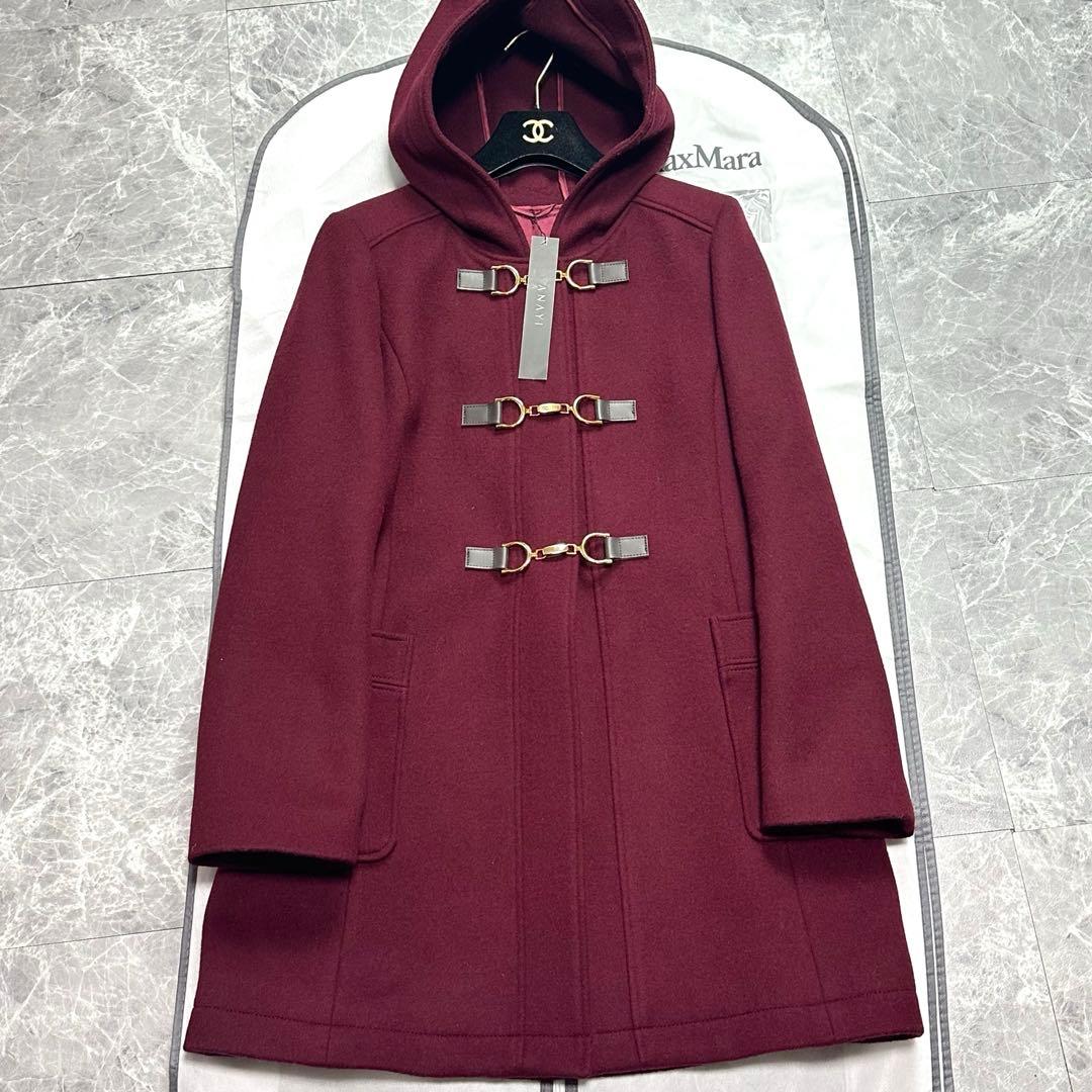 22年品♡新品タグ付き　アナイ　フード付きダッフルコート　ボルドー　38