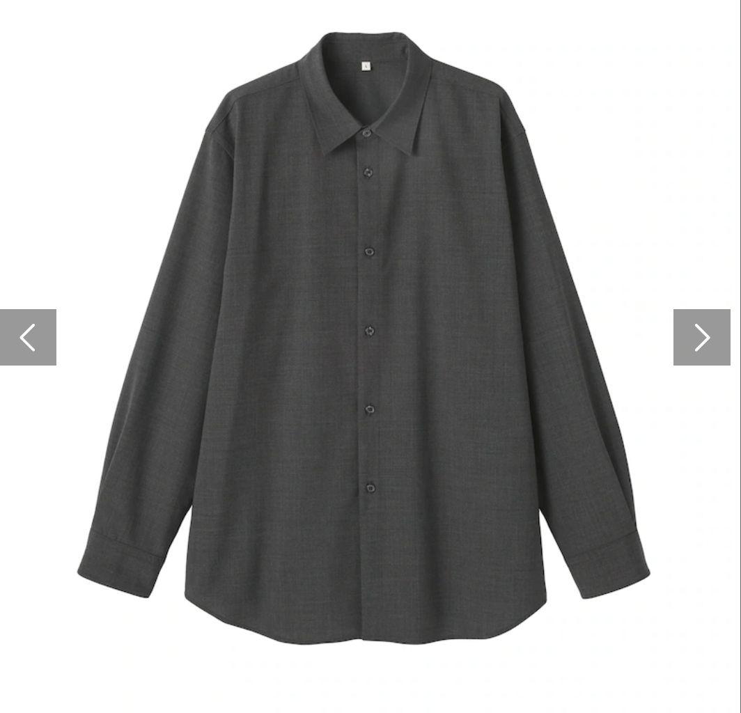 無印　MUJI Labo メンズ　ウール混レギュラーカラーシャツＬ・ダークグレー