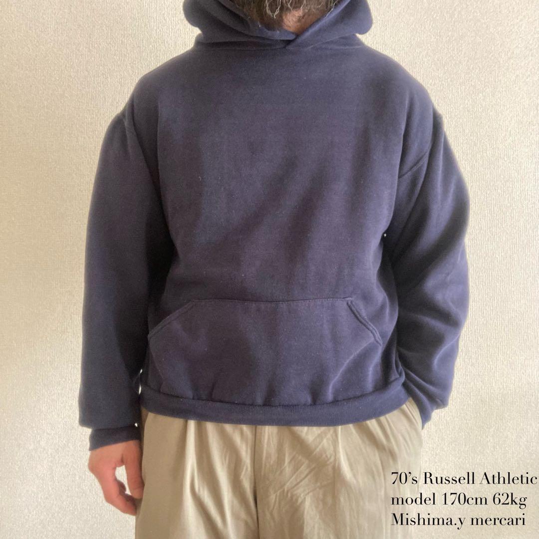 70’s Russell Athletic 金タグ パーカー ナス紺 USA製