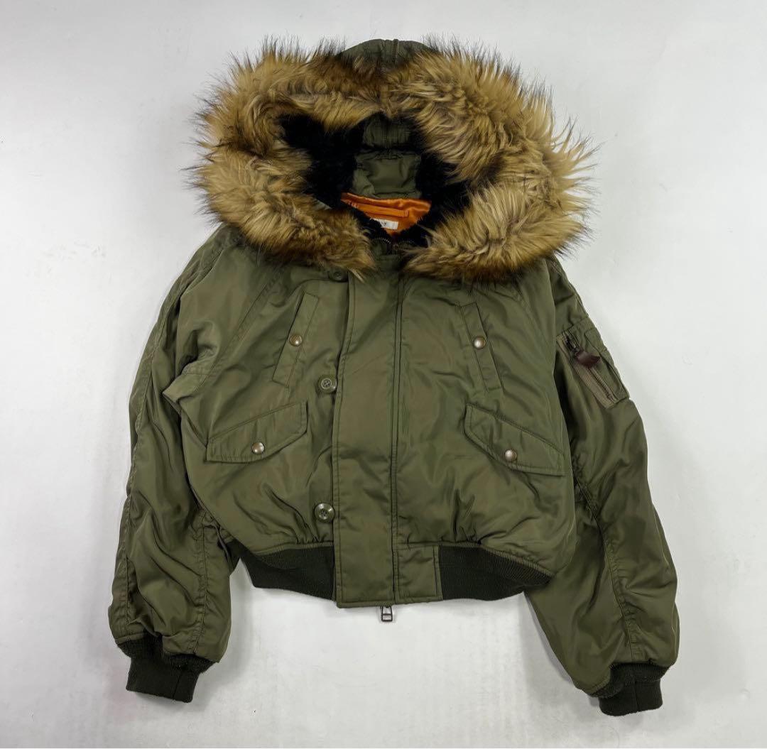 Y2K フェアリーグランジ ファー ミリタリー N-2B ジャケット 短丈