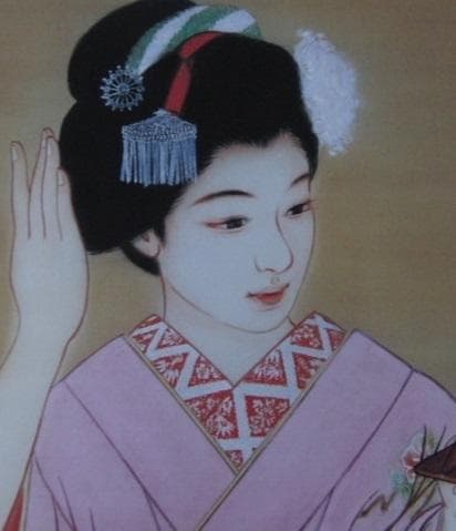 高野晴生、【舞妓】、希少な額装用画集より、新品額装付、状態良好