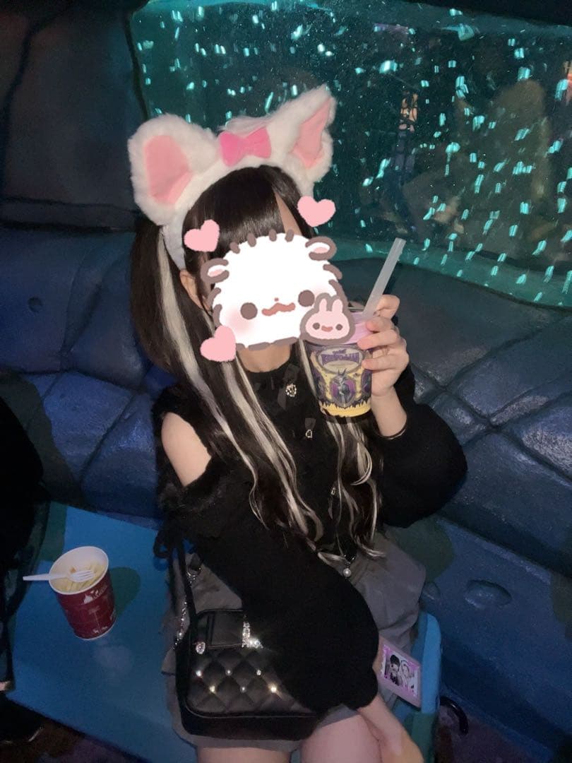 LIZLISA ファースリーブオープンショルダーニット ブラック