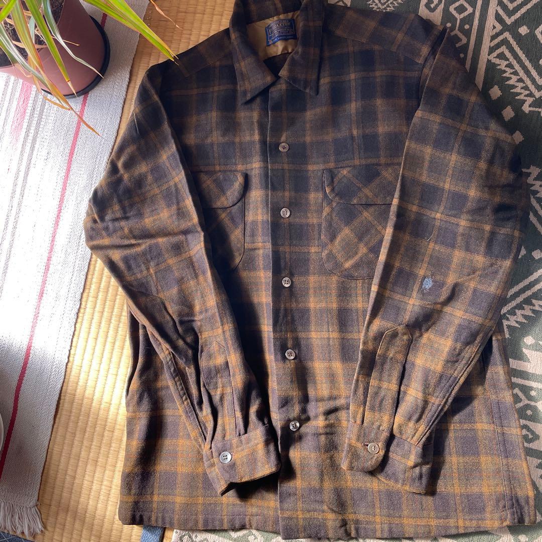 「skmt」60s Pendleton チェック柄ブラウンウールシャツM