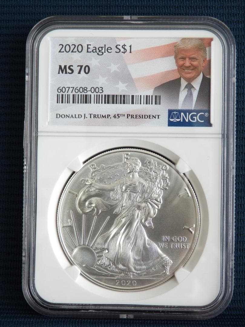 アメリカ2020年 イーグル1ドル銀貨　トランプラベル　　NGC：MS70 2020 $1 Silver Eagle Early Releases NGC MS-70 (Donald Trump Label