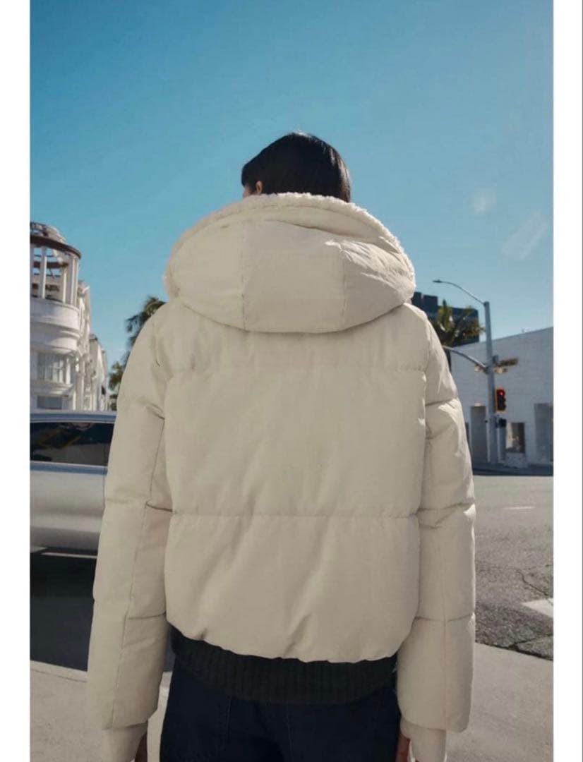 ZARA フェイクシープスキンフード付き撥水ウィンドブレーカー