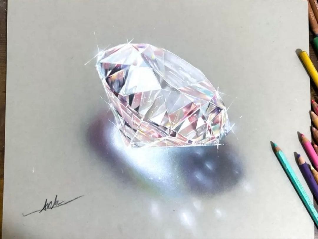色鉛筆画 ダイヤモンド(原画)