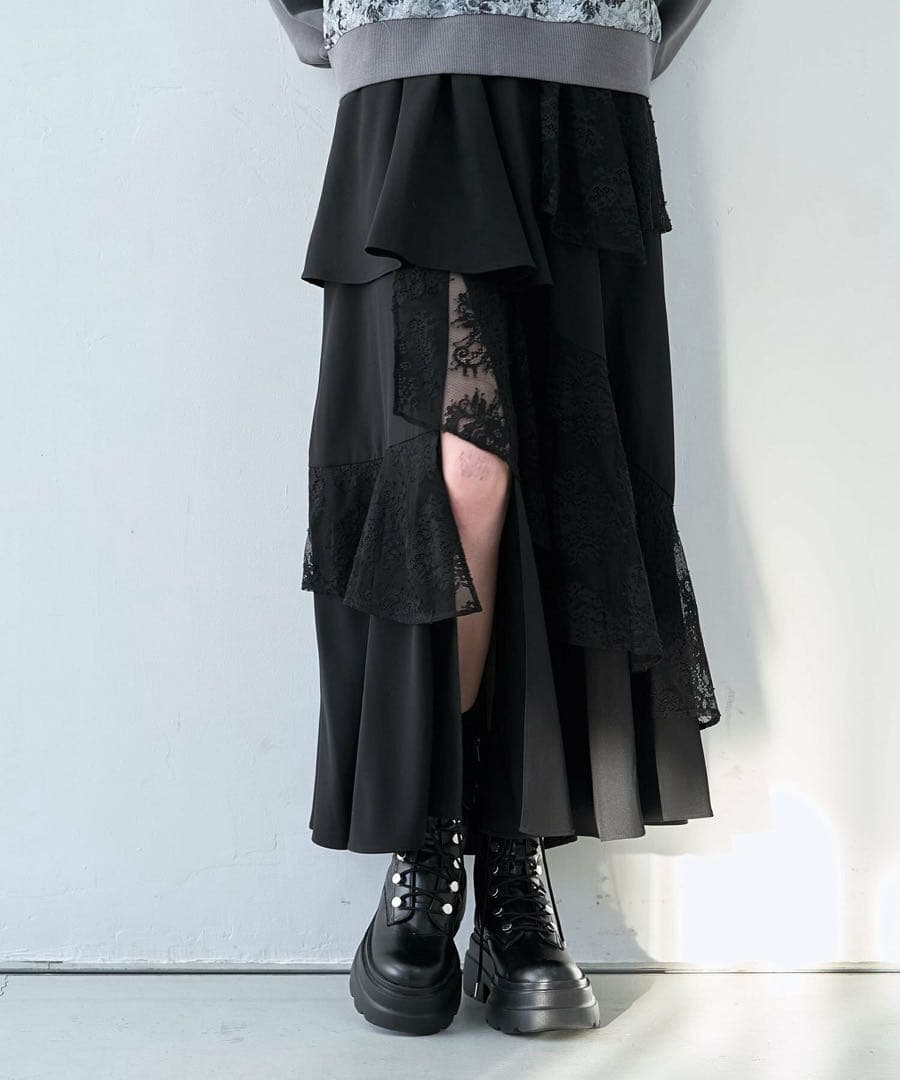 フリルレーススリットスカート　HARE