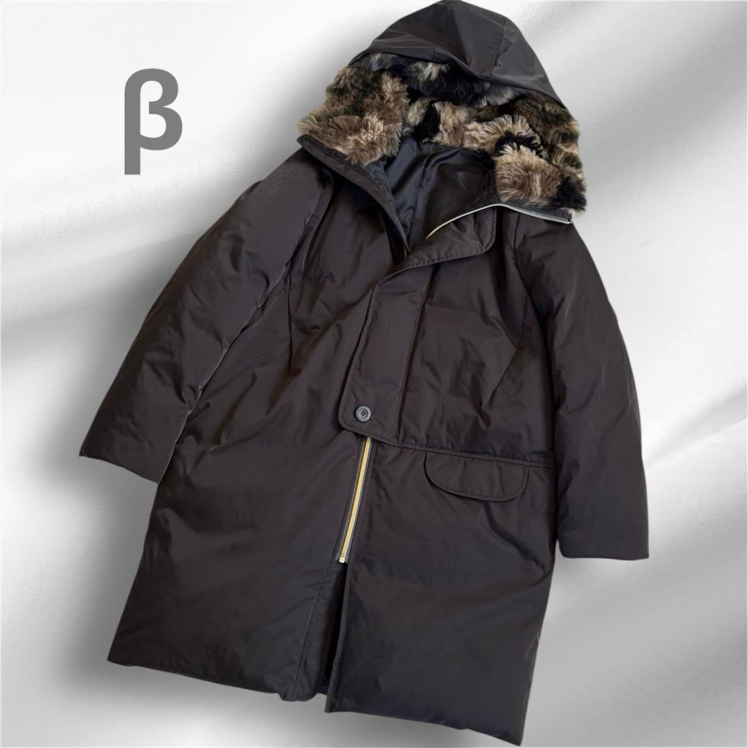 美品β ベータ　ファイブフォックス　迷彩　ダウンコート　ファー　カモフラ　XL