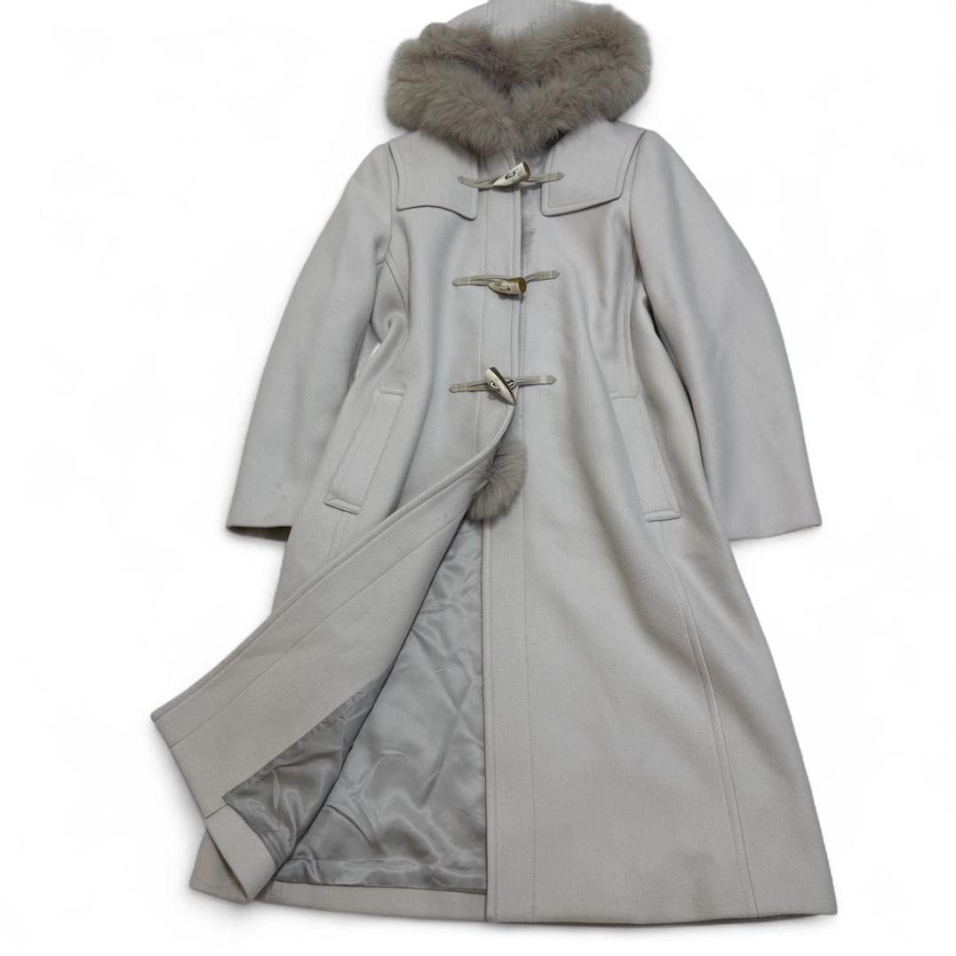 ✨カシミヤ　フォックス✨SHIPS　ダッフルコート　ロング　ライトグレー　40