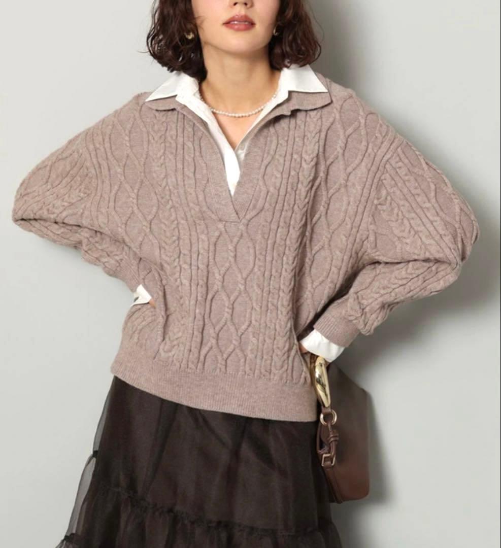 週末限定　ほぼ未使用　Arpege story シャツドッキングケーブルニット