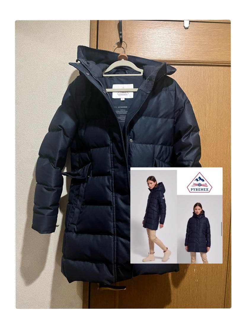 PYRENEX ネイビー フェニックスダウンジャケット 36 ロングダウン