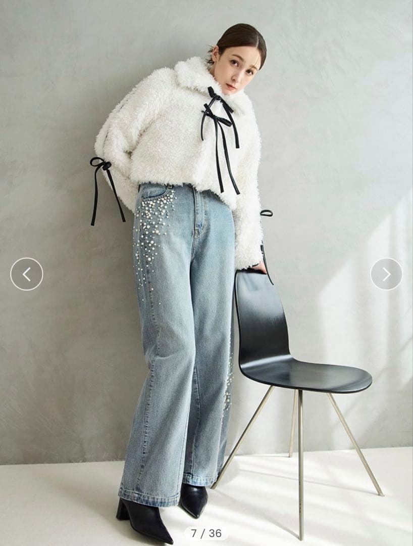 【最終値下げ】FRAY ID ハイウエストビジューデニム 新品未使用