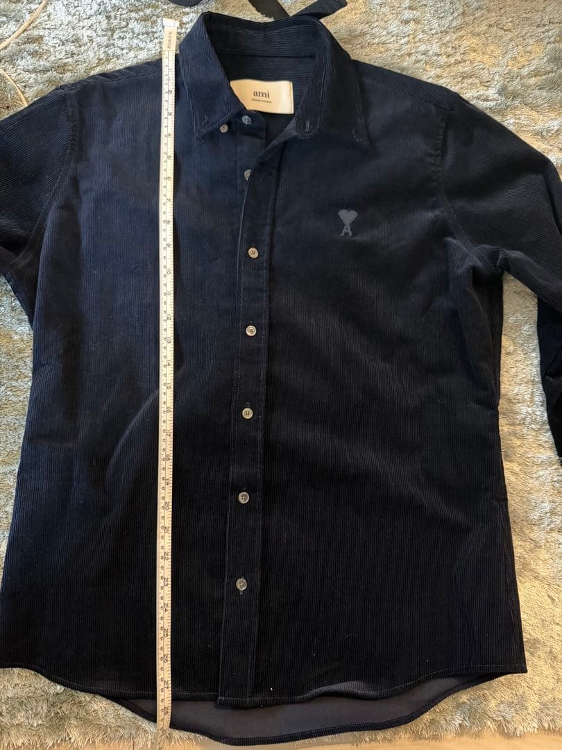 ami parisネイビー コーデュロイ長袖シャツ XS - メルカリ