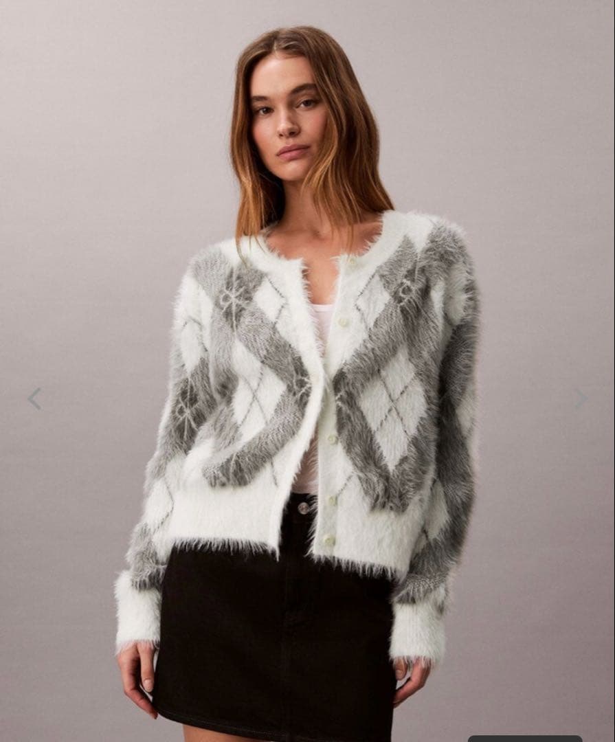 美品   アーガイルセーター シャギーニット