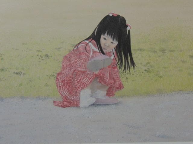 松生歩、【砂】、希少な額装用画集画、新品高級額 額装付、状態良好