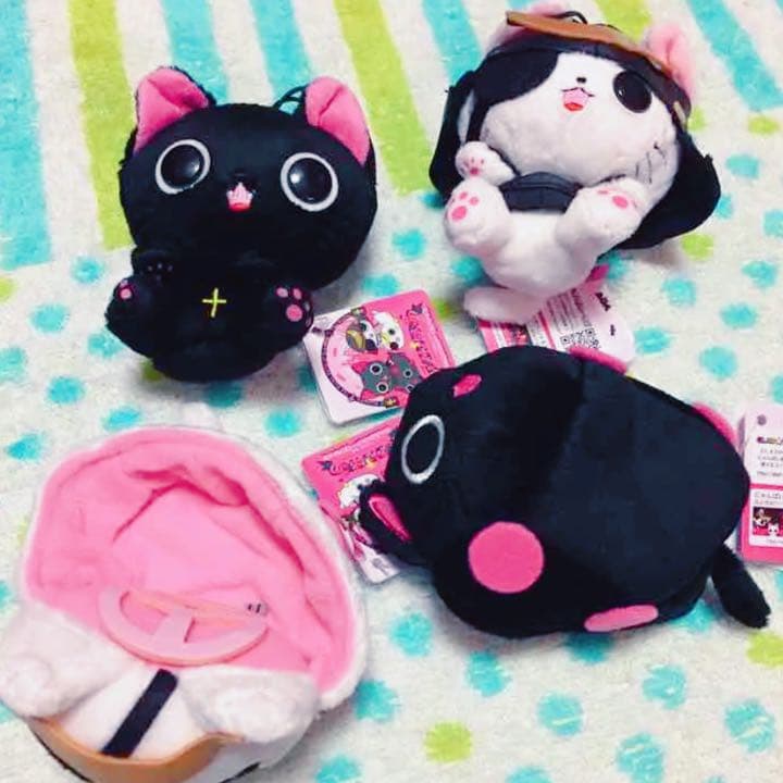 レア にゃんぱいあ 黒猫 車&ぬいぐるみマスコット 可愛い〜4種セット