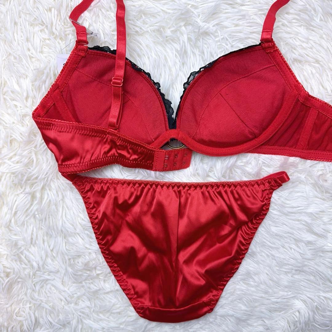 ブラショーツセット D70 サテン セクシー ギャル 勝負 赤 下着248021