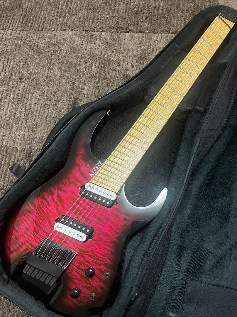 Kiesel CL7 Pink Burst キルテッドメイプル 7弦 Electric Guitar Kiesel CL7 Pink Burst Quilted Maple Headless 7