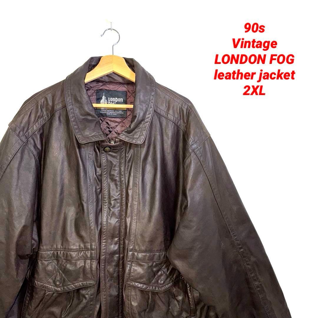 90s Vintage ロンドンフォグ　レザージャケット　茶色　2XL 90s Vintage ロンドンフォグ レザージャケット 茶色 2XL - メルカリ