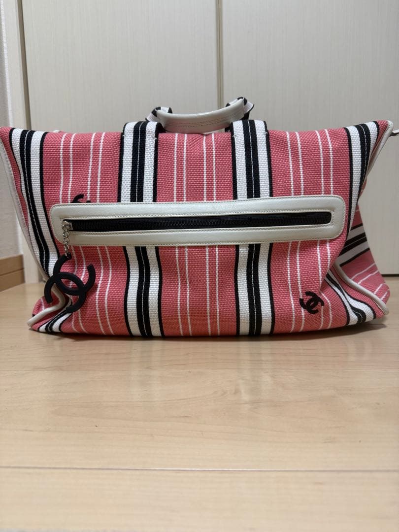 CHANEL クルーズラインボストンバッグ　キャンバスピンク