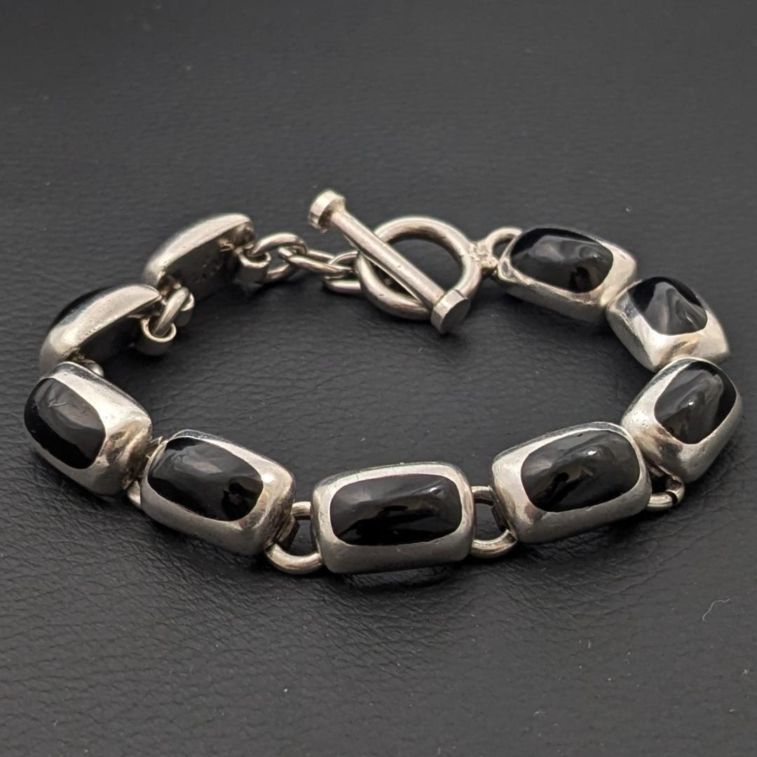 ヴィンテージ メキシカンシルバー925 オニキス ブレスレット31.5g ヴィンテージ メキシカンシルバー925 オニキス ブレスレット31.5g