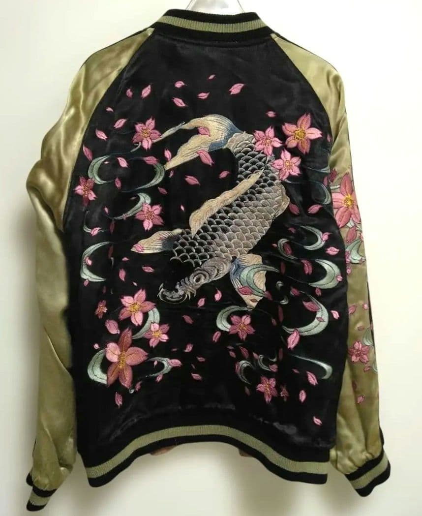 スカジャン　花旅楽団　鯉　金魚　M リバーシブル　M 和柄　和風