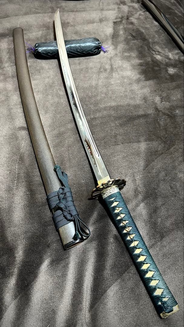 居合練習用 模造刀 居合刀 模擬刀 本鮫柄 日輪刀風菊鍔 互の目仕立て刃文