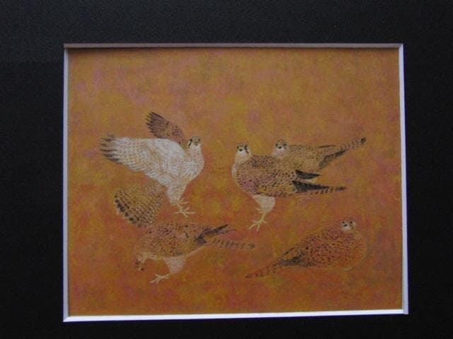 野々内良樹、【チョウゲンボウ】、希少な額装用画集より、美品、新品額装付