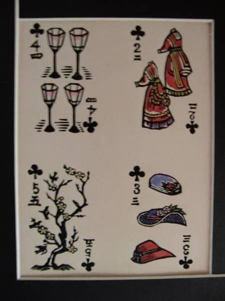 川上　澄生、四季の楽しみ西洋骨牌77、希少画集画、新品額装付