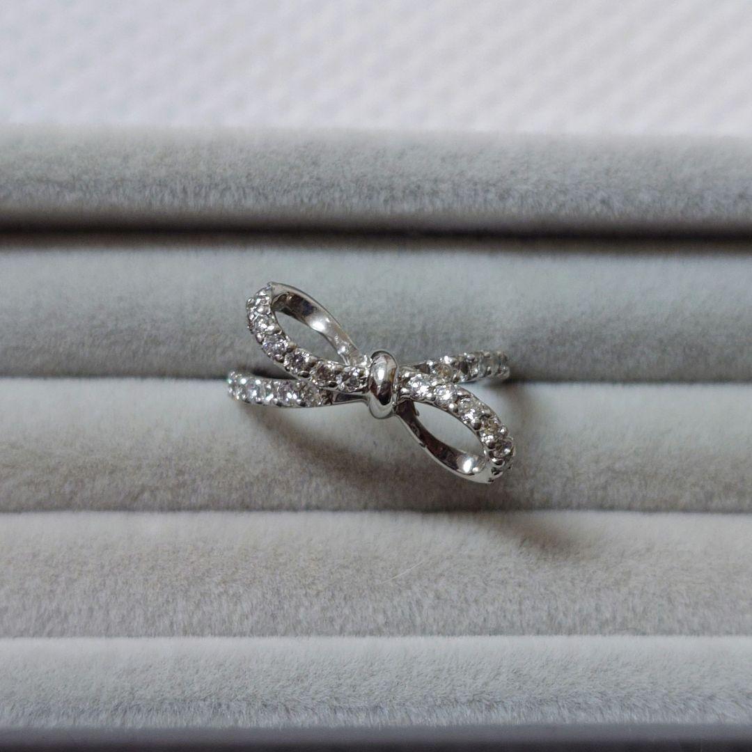 ◎期間限定出品◎ ダイヤモンド リボン ピンキーリング 3号 プラチナ