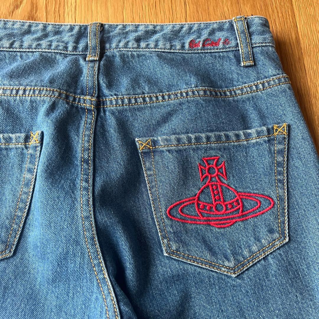 極美品★ Vivienne Westwood オーブ刺繍 デニム パンツ ヴィヴィアンウエストウッドVivienne Westwood オーブ刺繍ラメステッチ