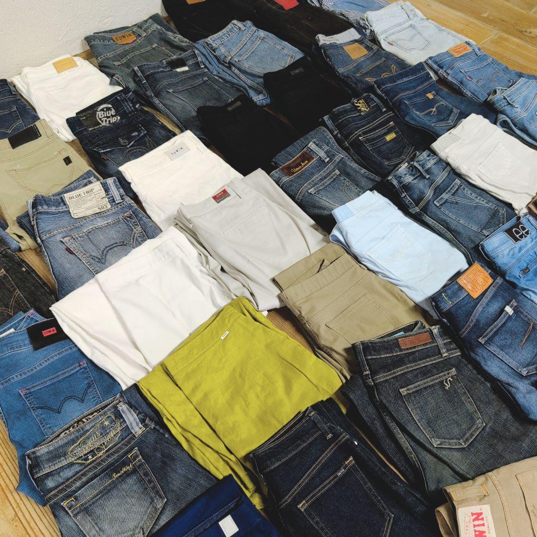 ブランドデニムパンツまとめ売り45本 リメイク リペア ハンドメイド