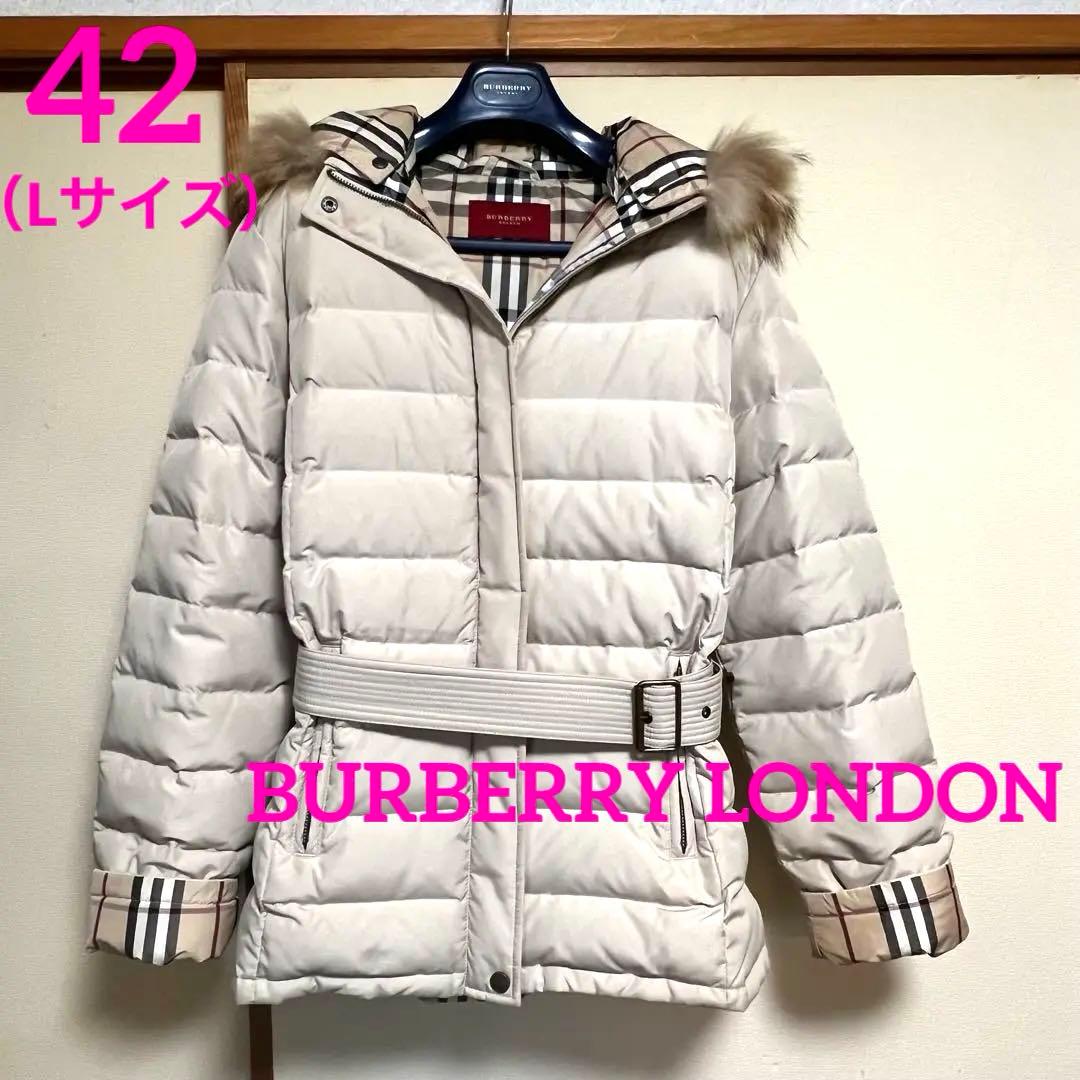バーバリー ロンドン ダウンジャケット ベージュ 42(Lサイズ) ノバチェック 中古・古着通販】BURBERRY (バーバリー) ノバチェックダウンジャケット