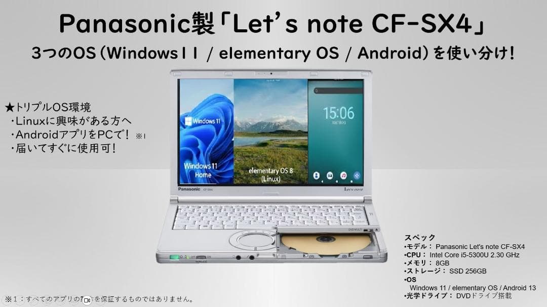 Let's note CF-SX4 Win11/Android/Linux搭載