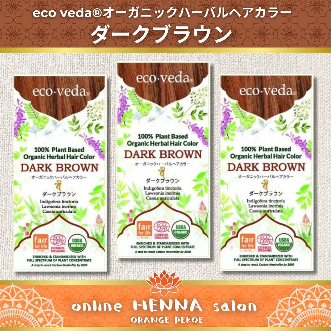【正規品】ダークブラウン／3箱／白髪染め／天然100％／オーガニック
