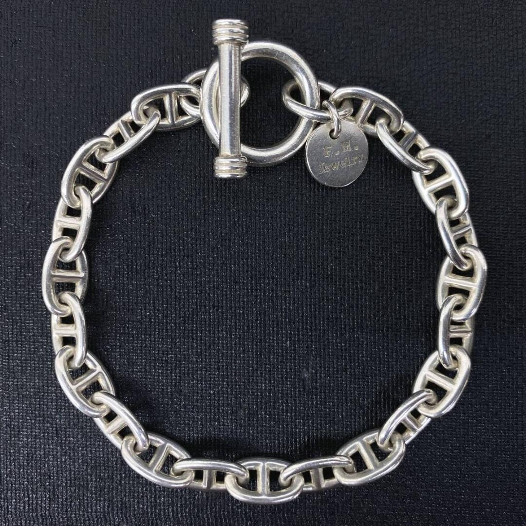 美品 F.H. シルバー 925 アンカー デザイン チェーン ブレスレット