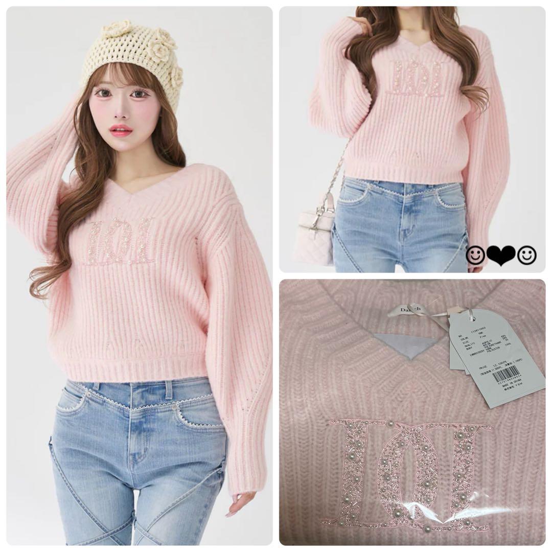Darich♡ファンシービーズDDロゴボリュームニットトップス♡ピンク