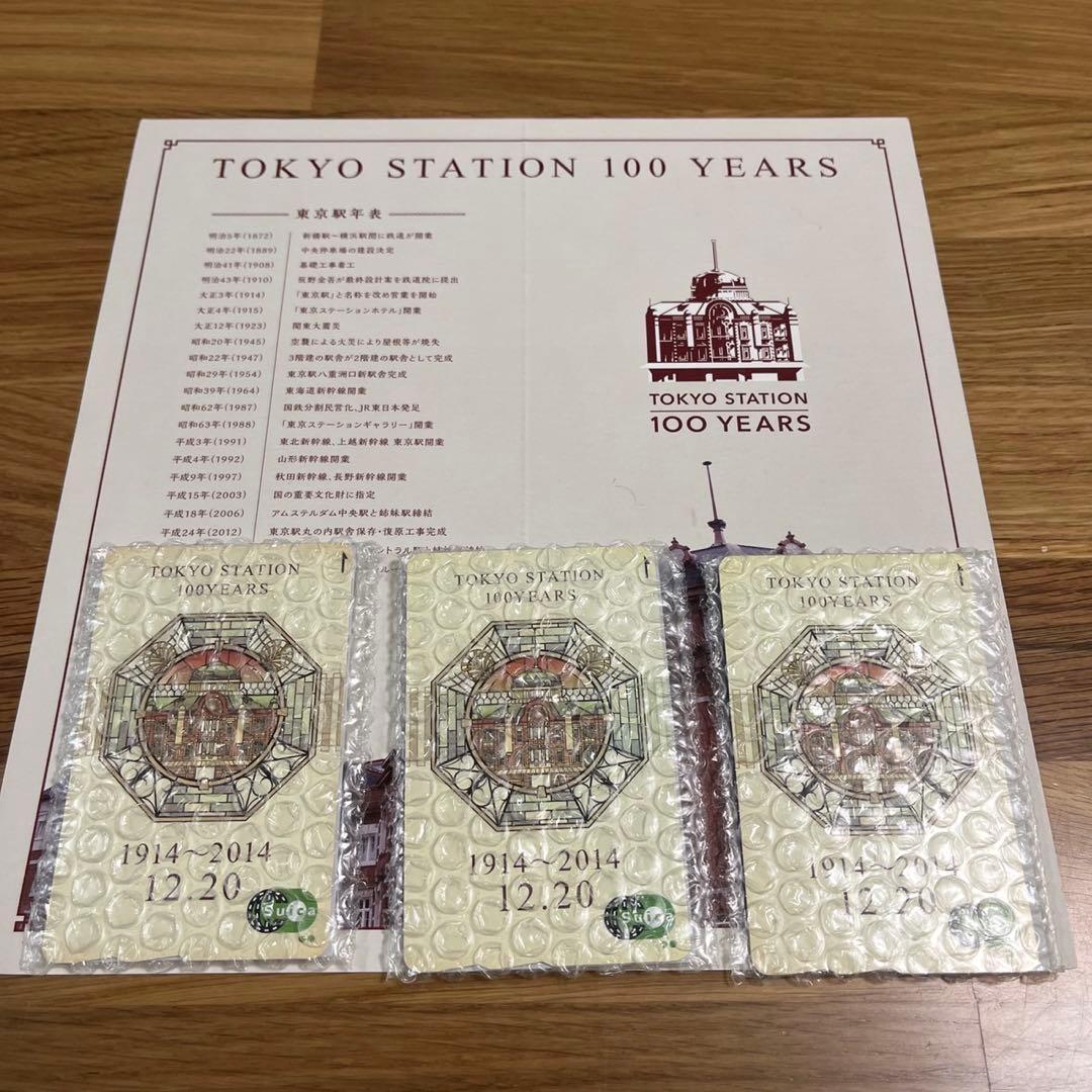 記念スイカ 東京駅開業100周年記念Suica ３枚 台紙５枚