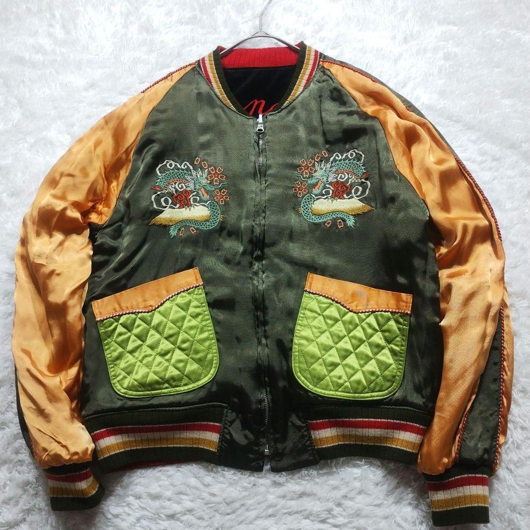 美品】フェローズ スカジャン リバーシブル 別珍 ベロア サテン 刺繍 M