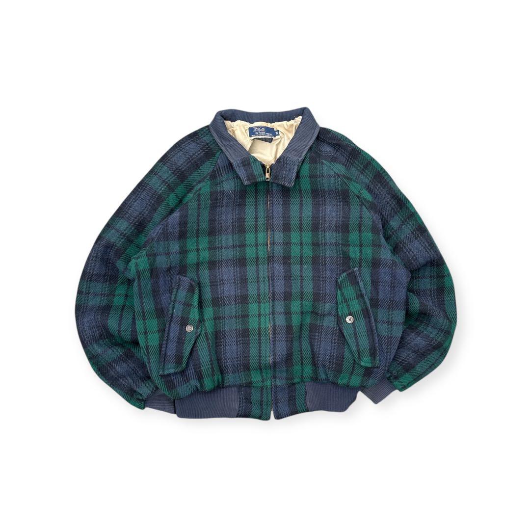 90s ラルフローレン ウール　ハリントンジャケット　g9 ブラックウォッチ