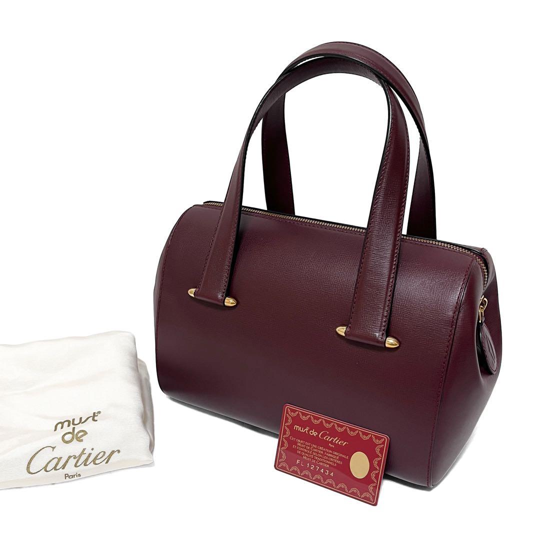 Cartier カルティエ ミニボストン ハンドバッグ マストライン レザー