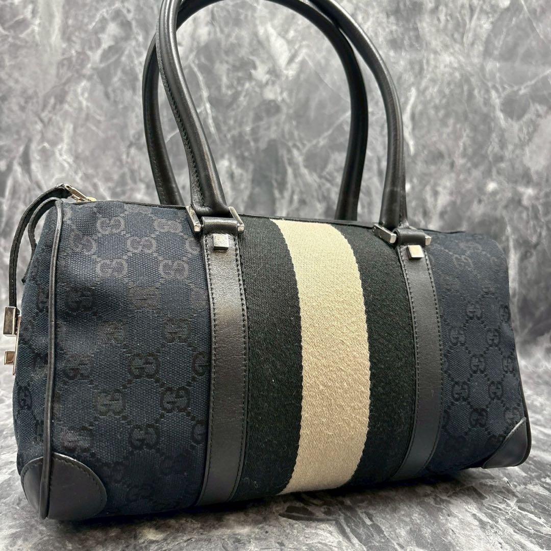 ✨美品✨GUCCI GG シェリーライン ハンドバッグ ミニボストン ブラック