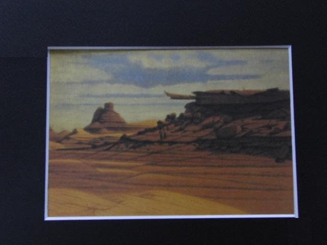 平山郁夫、【楼蘭の遺跡】、希少な大判額装用画集より、美品、日本人画家