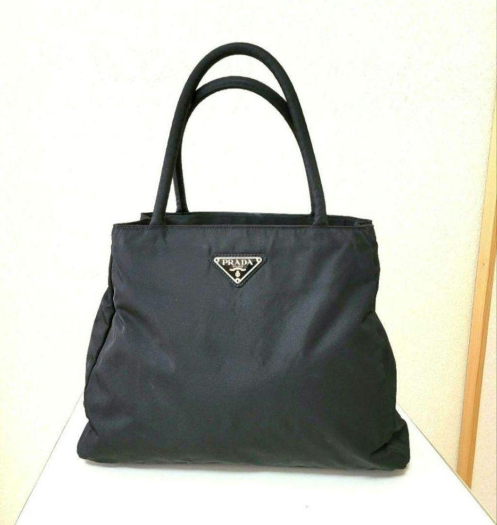 PRADAプラダ　テスート　ナイロン　ハンドバッグ　黒無地　ロゴ