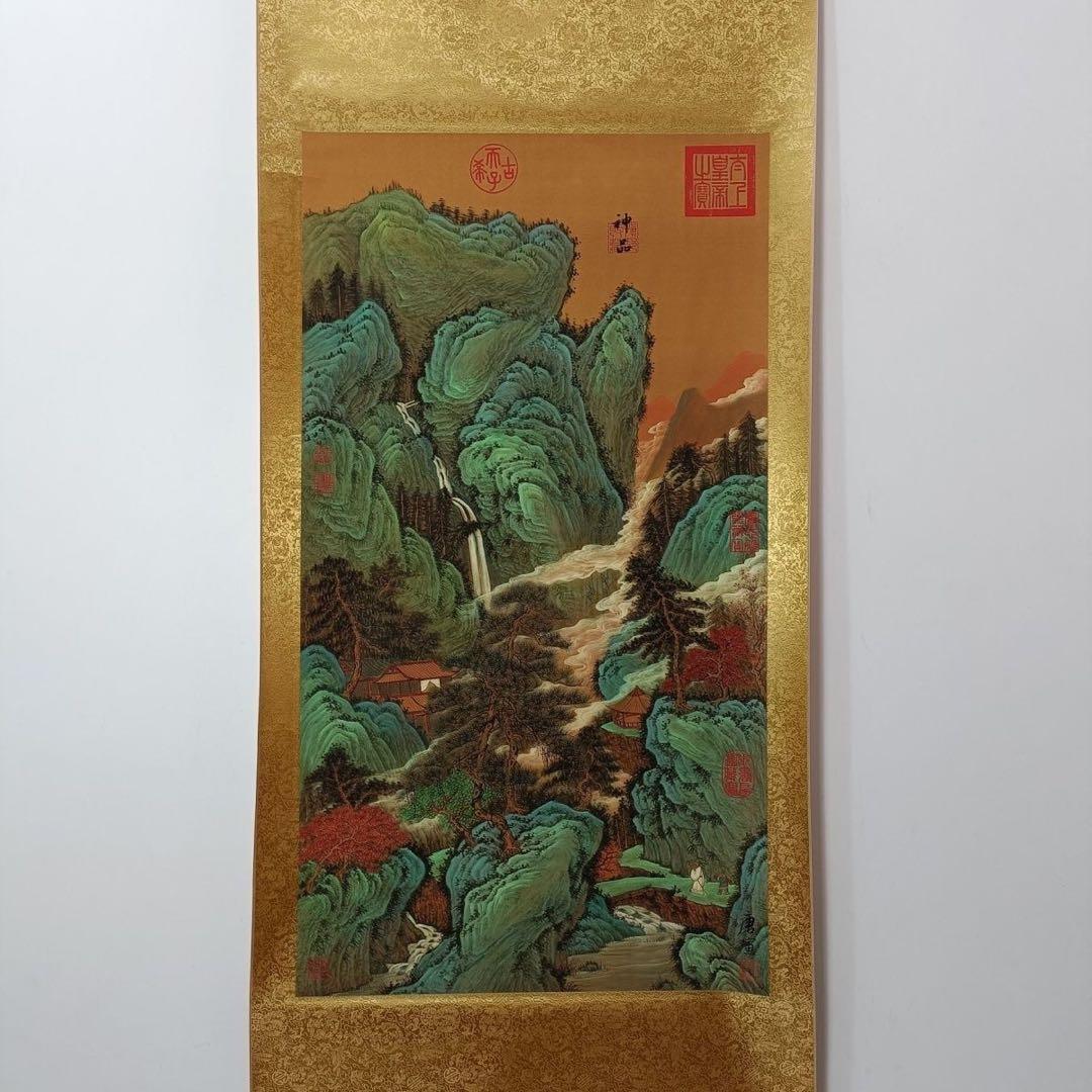 唐寅 幽谷碧山 掛軸 77×175cm 証書付 - メルカリ